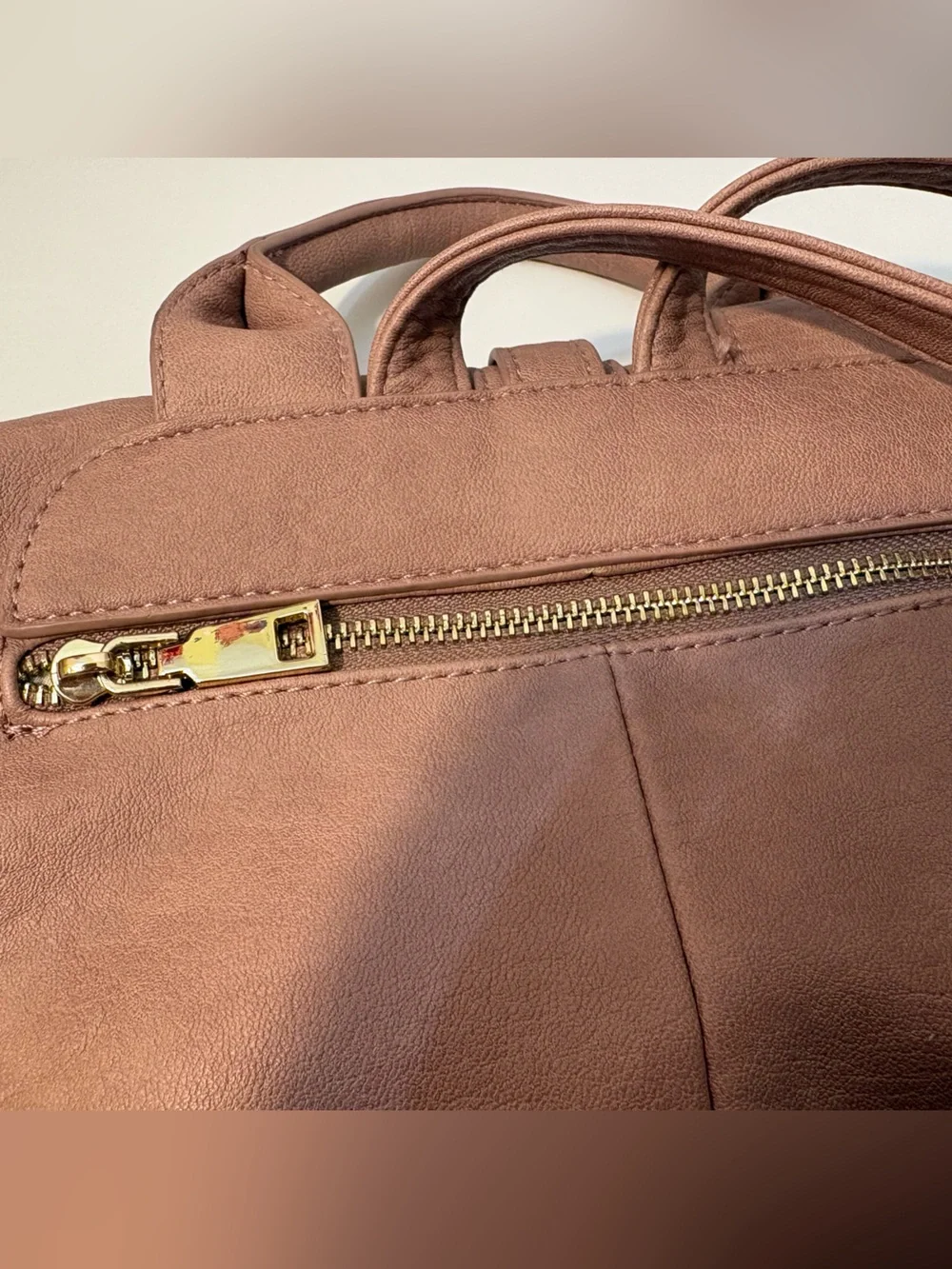 Miztique Blush Pink Vegan Leather Fashion Backpack Gold Hardware Tassel Accent